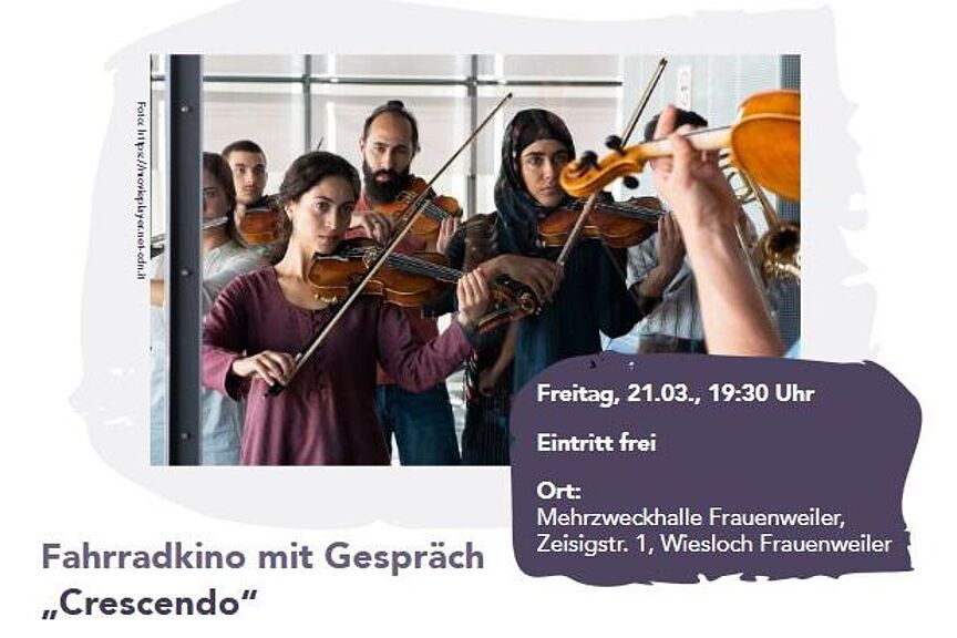 Fahrradkino Crescendo Ankündigung Film "Crescendo" im Fahrradkino